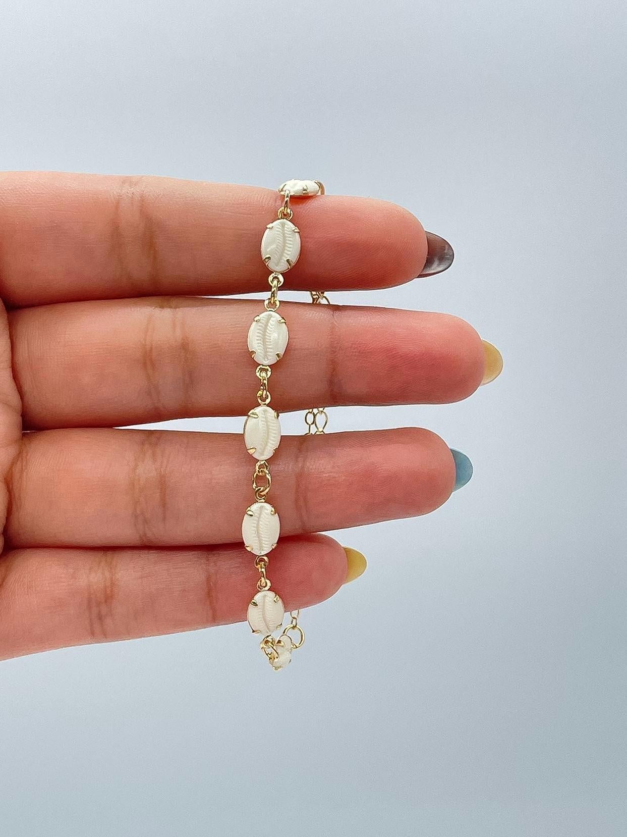 18k Gold Filled Dainty Choker Chain and Bracelet with Cowrie Puka Shell Charms