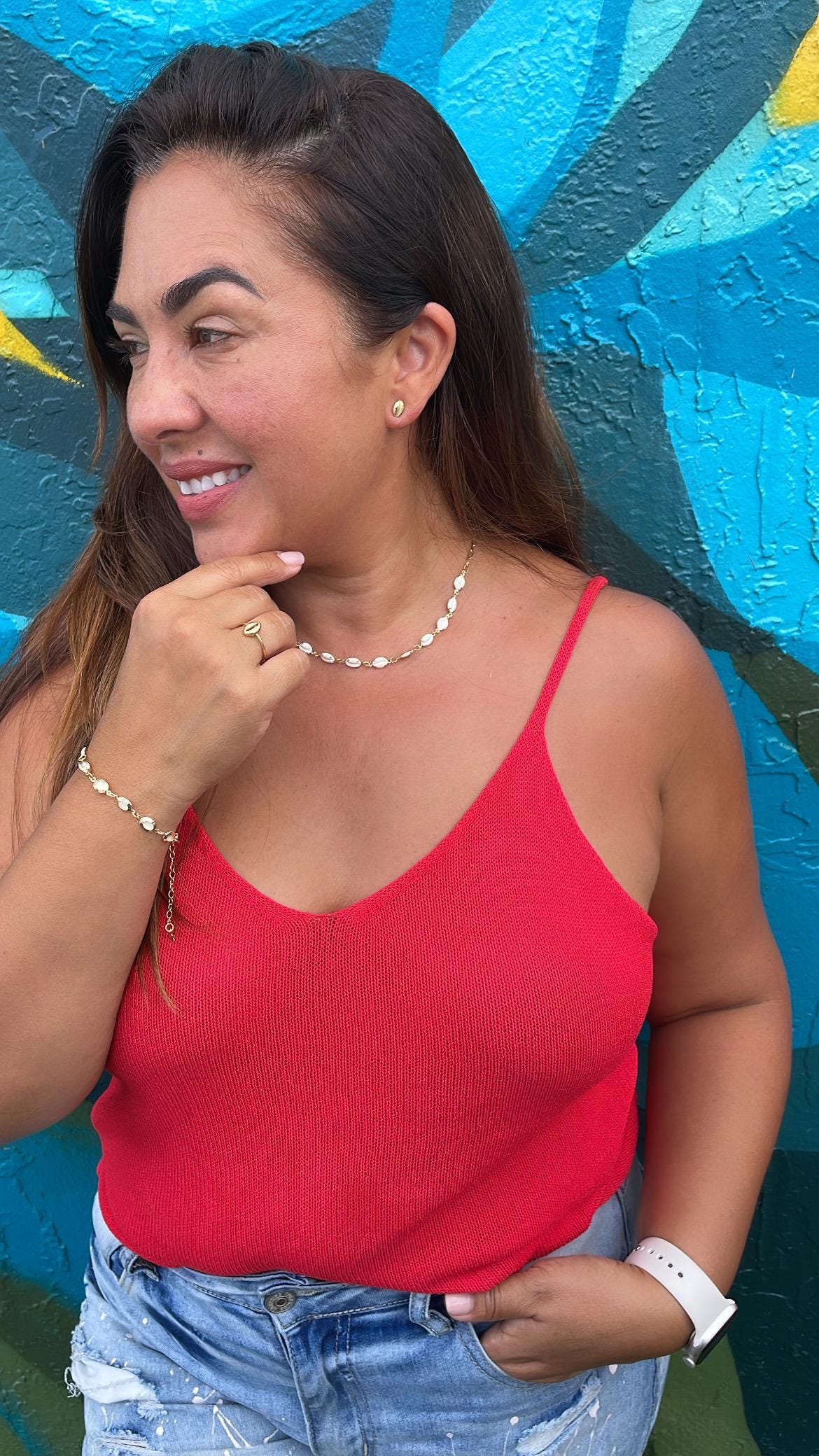 18k Gold Filled Dainty Choker Chain and Bracelet with Cowrie Puka Shell Charms