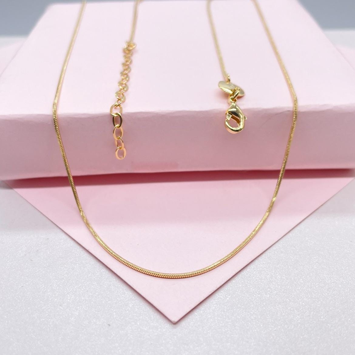 18k Gold Filled Smooth 1mm Herringbone Box Chain Fusion Necklace, Minimalist Jewlery, Dainty Chain, Statement Jewlery, Gift Idea