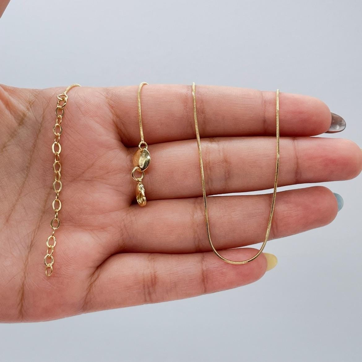 18k Gold Filled Smooth 1mm Herringbone Box Chain Fusion Necklace, Minimalist Jewlery, Dainty Chain, Statement Jewlery, Gift Idea