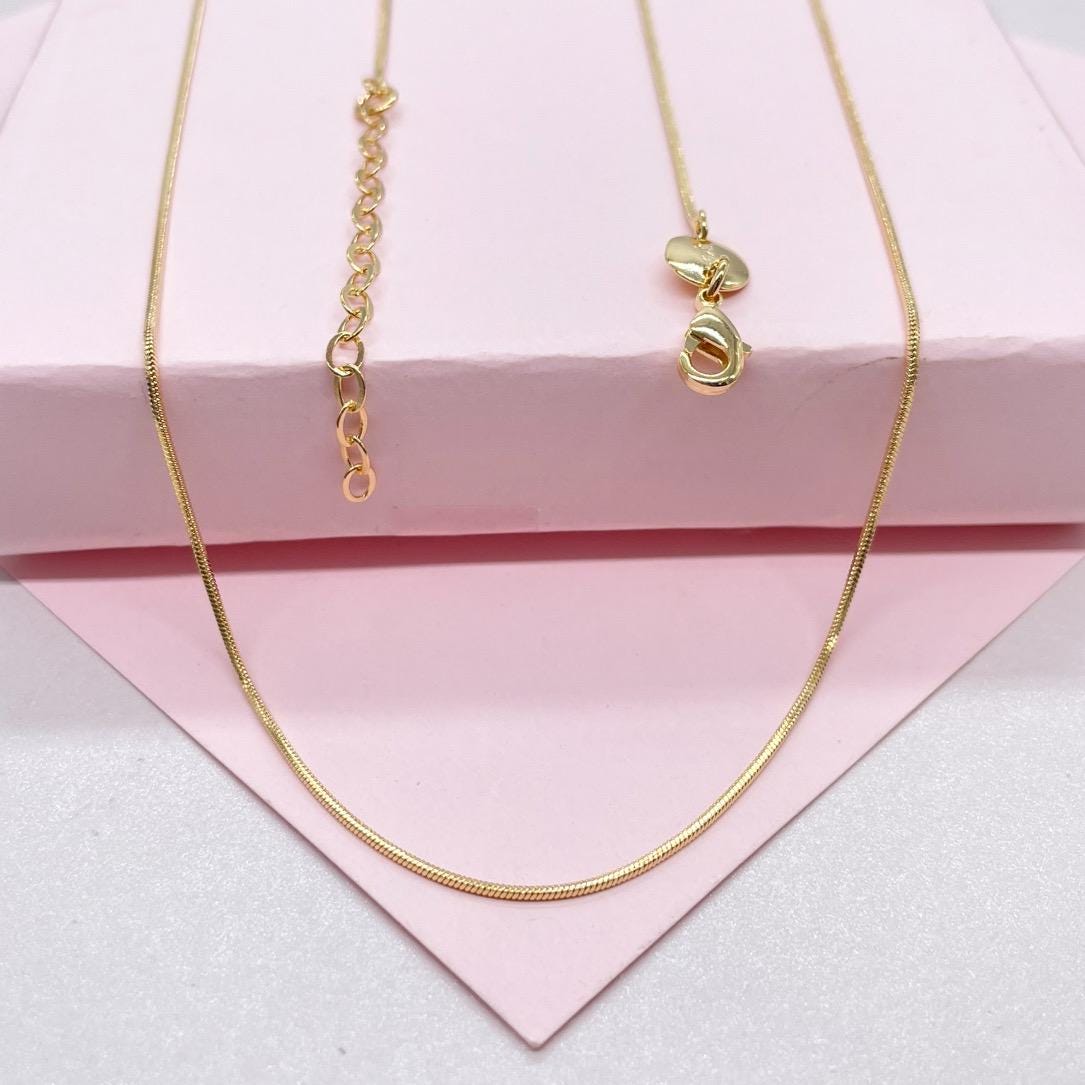 18k Gold Filled Smooth 1mm Herringbone Box Chain Fusion Necklace, Minimalist Jewlery, Dainty Chain, Statement Jewlery, Gift Idea