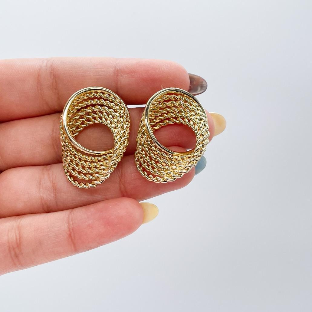 18k Gold Filled Wire Textured Earrings with Infinity Twist Design