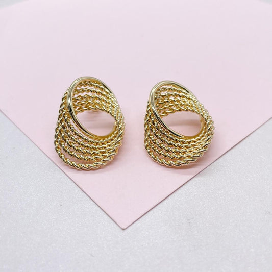 18k Gold Filled Wire Textured Earrings with Infinity Twist Design