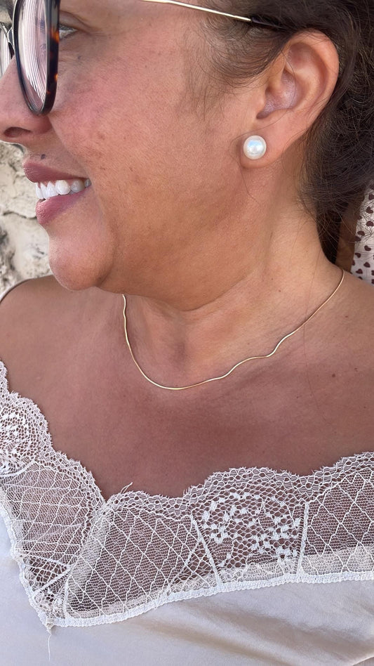 18k Gold Filled Herringbone Chain Necklace, Minimalist Fusion Jewelry