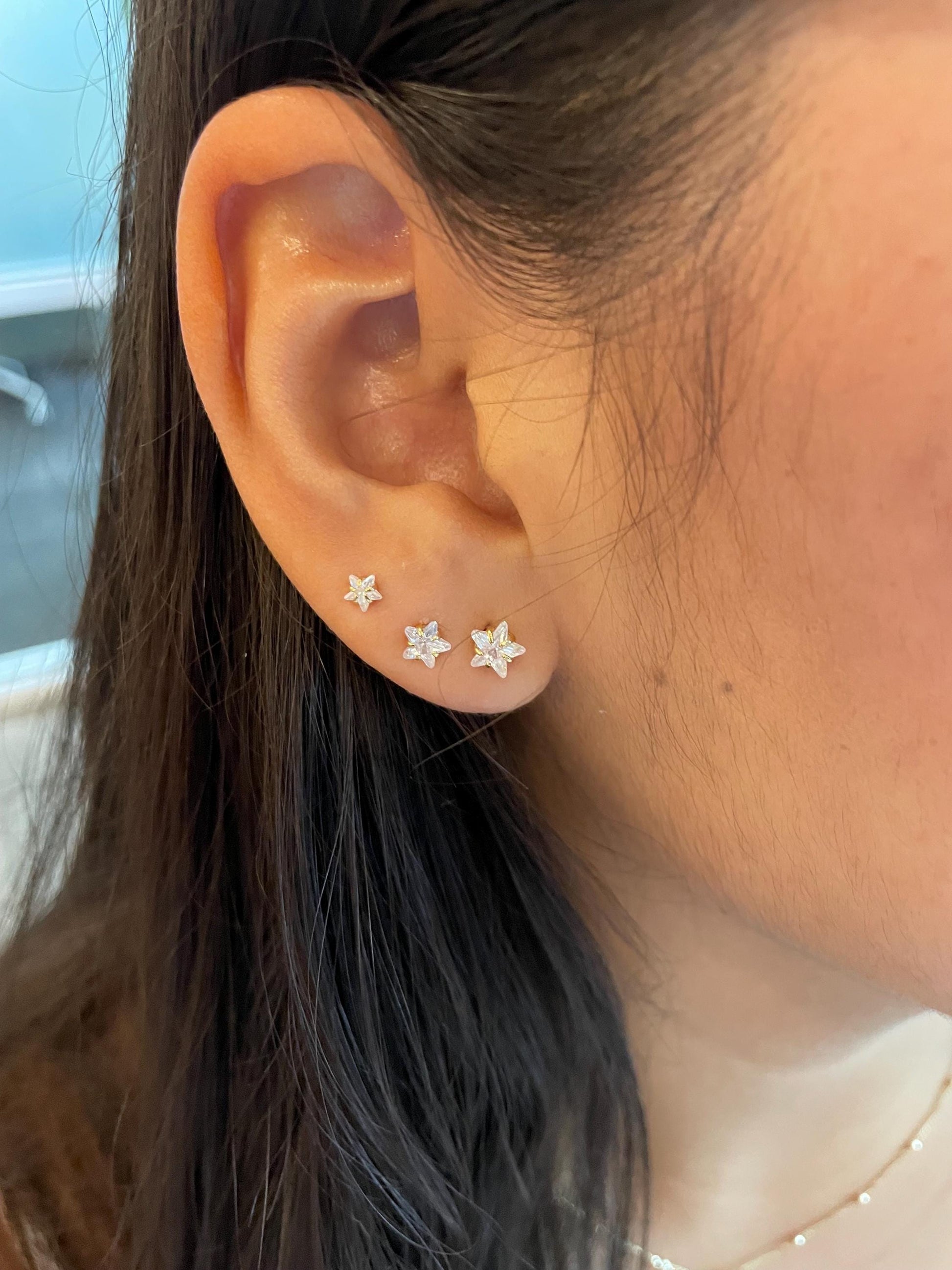 18k Gold Filled Plain CZ Star Shaped Studs, Available in 3 Sizes, Dainty Jewlery, For Her, Dainty Studs, Boy Studs, Birthday Present
