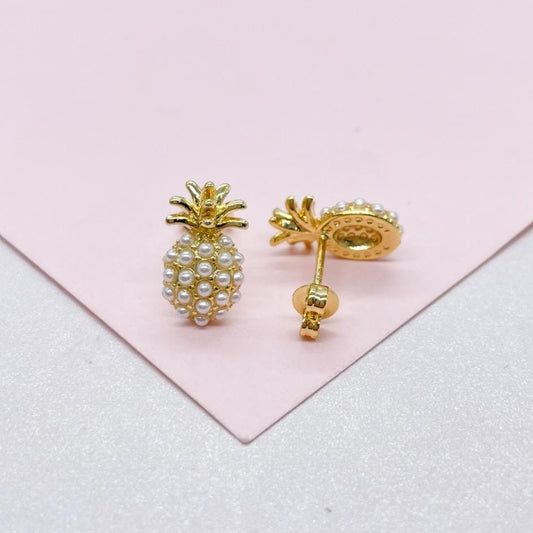 18k Gold Filled Beaded Pineapple Stud Earrings