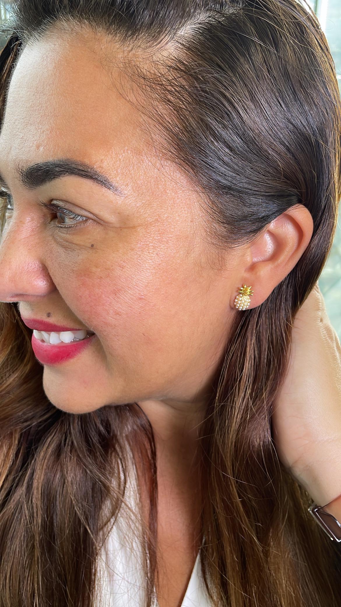 18k Gold Filled Beaded Pineapple Stud Earrings