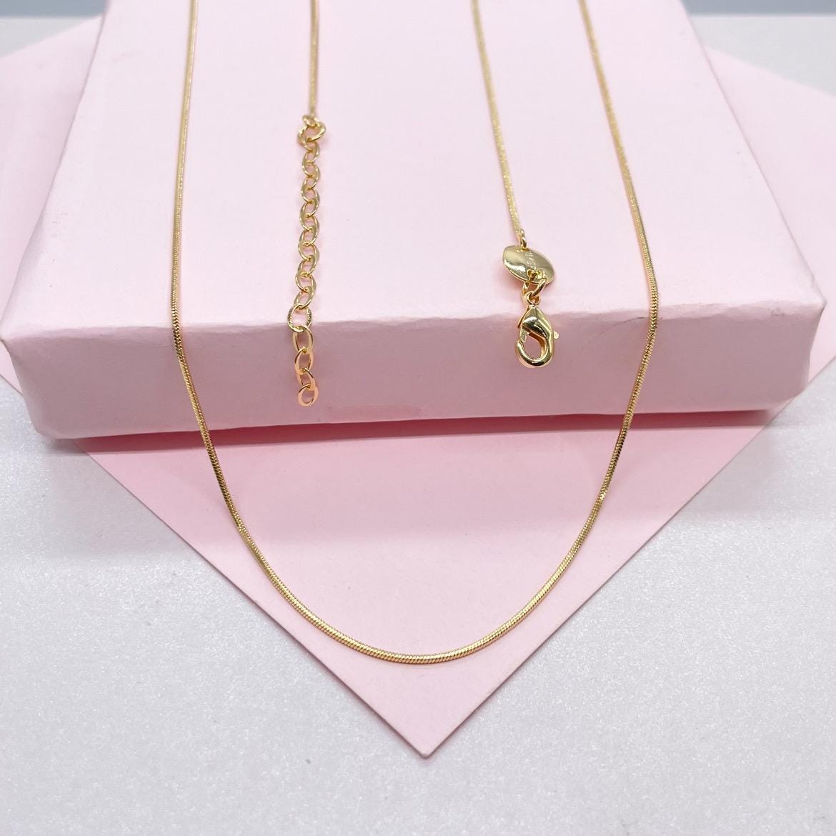 18k Gold Filled Smooth 1mm Herringbone Box Chain Fusion Necklace, Minimalist Jewlery, Dainty Chain, Statement Jewlery, Gift Idea