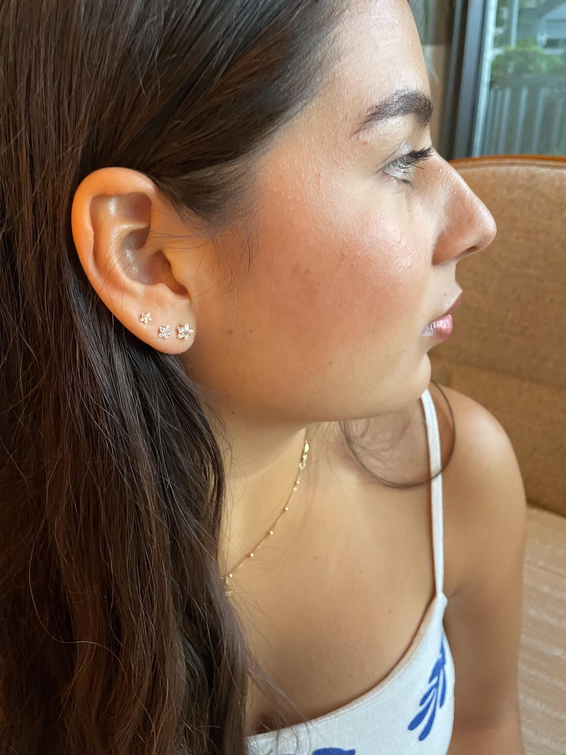 18k Gold Filled Plain CZ Star Shaped Studs, Available in 3 Sizes, Dainty Jewlery, For Her, Dainty Studs, Boy Studs, Birthday Present