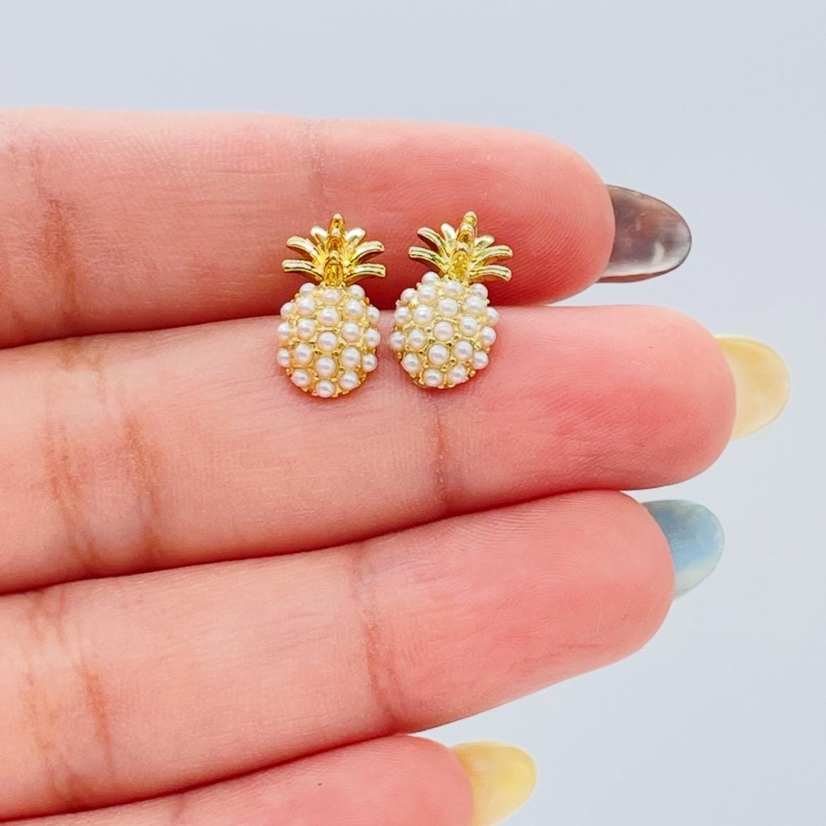 18k Gold Filled Beaded Pineapple Stud Earrings