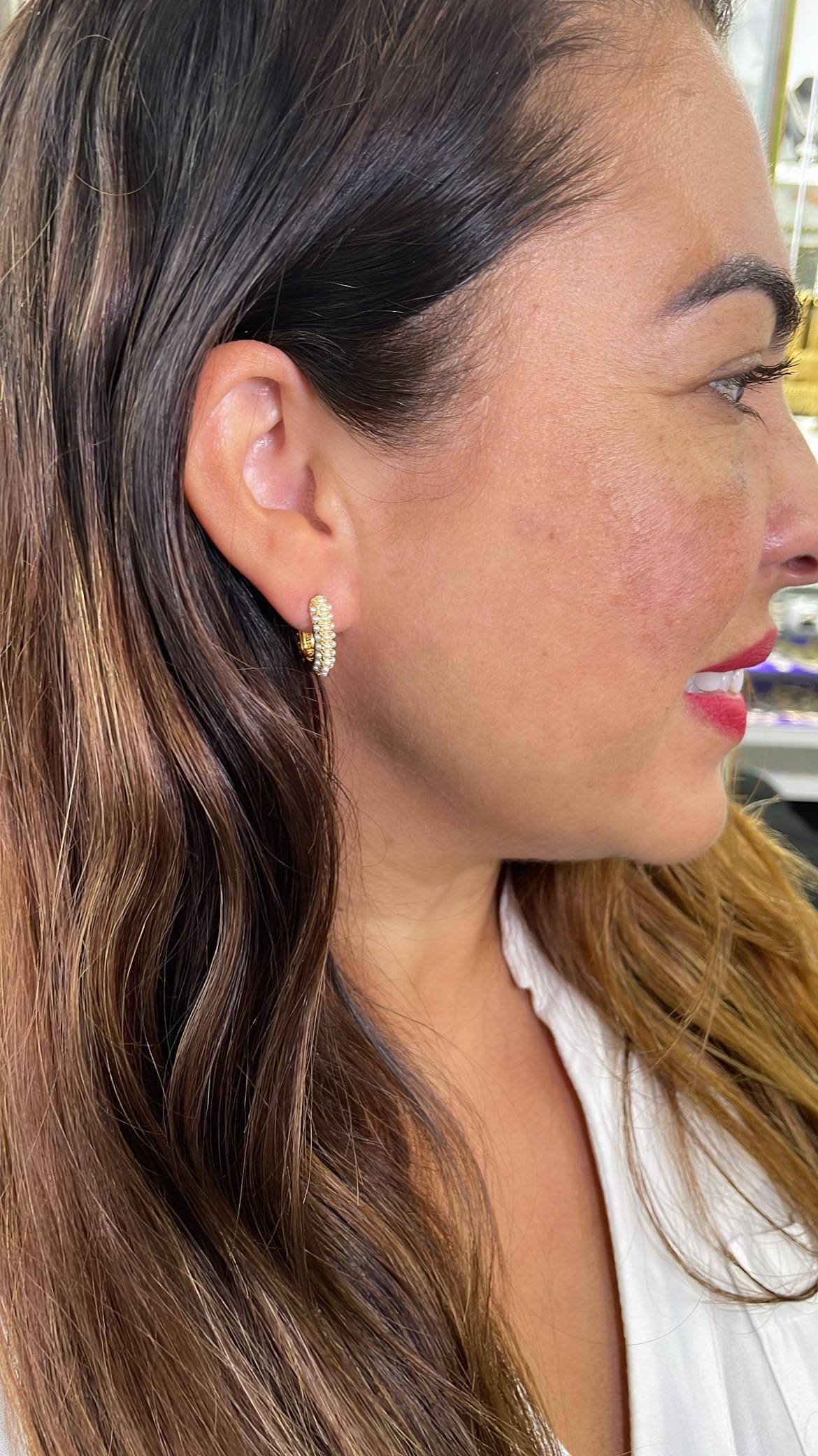 18k Gold Filled Pearl Beaded Oval Hoop Earrings
