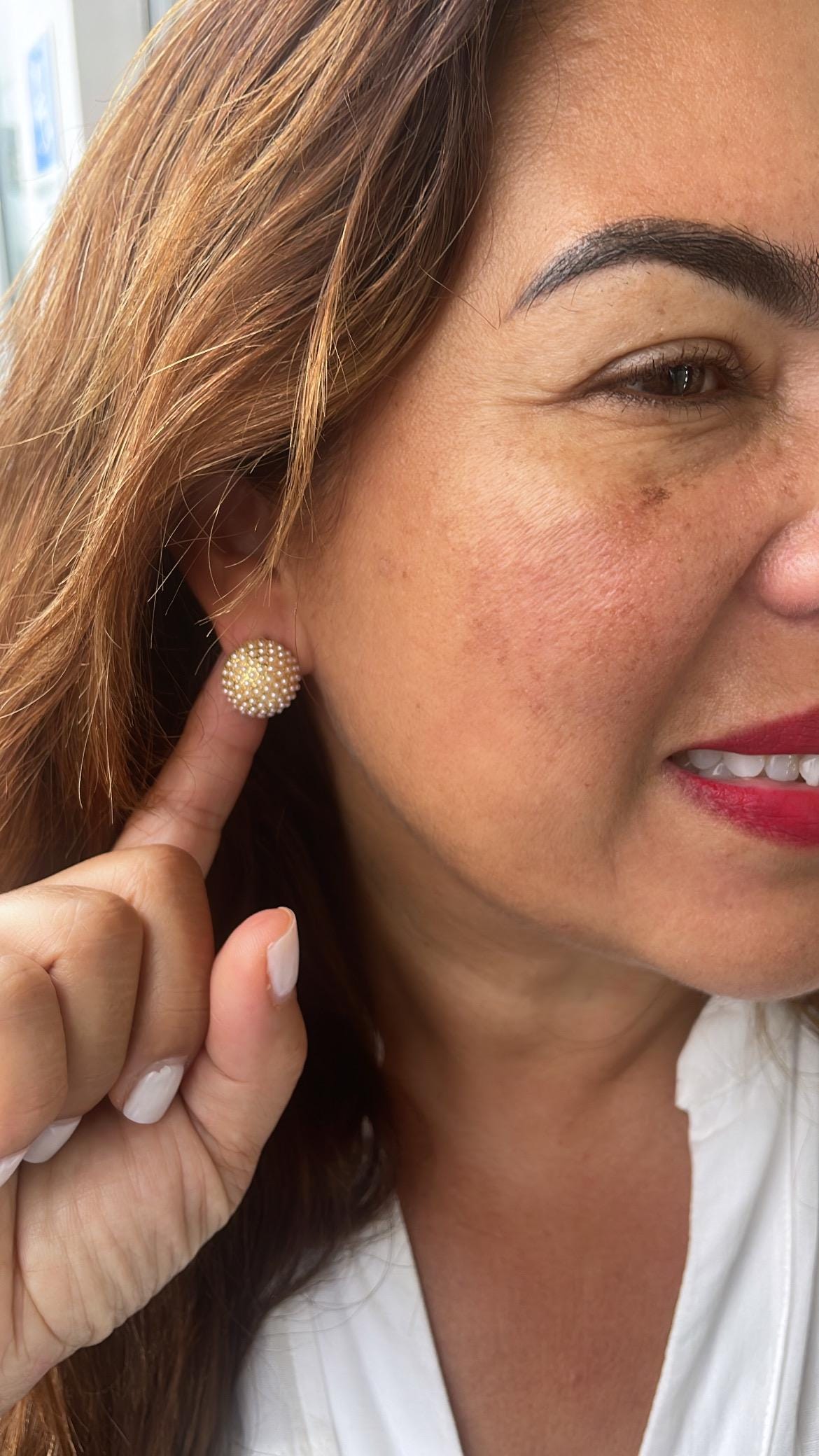 18k Gold Filled 15mm Pearl Beaded Stud Earrings