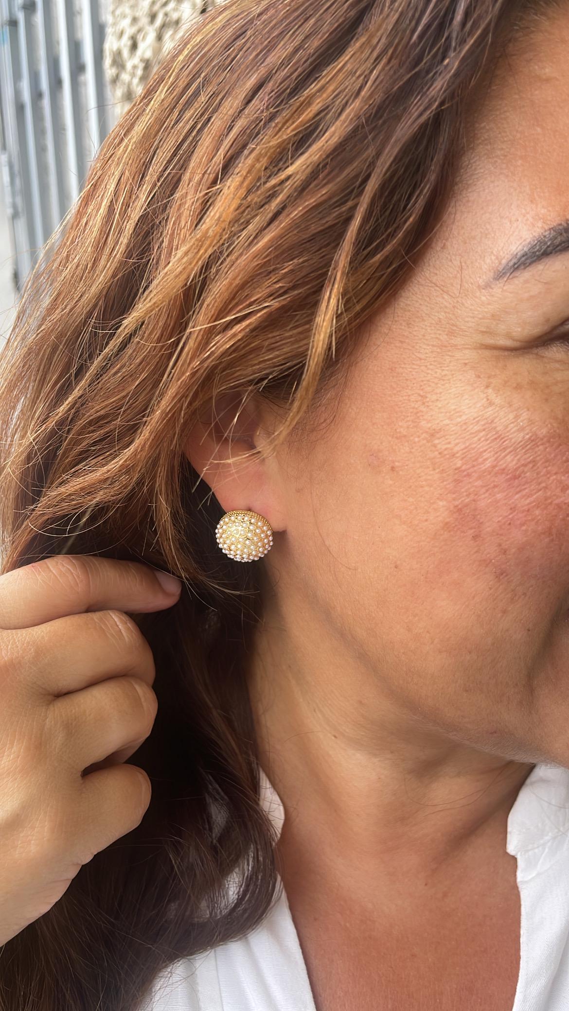 18k Gold Filled 15mm Pearl Beaded Stud Earrings