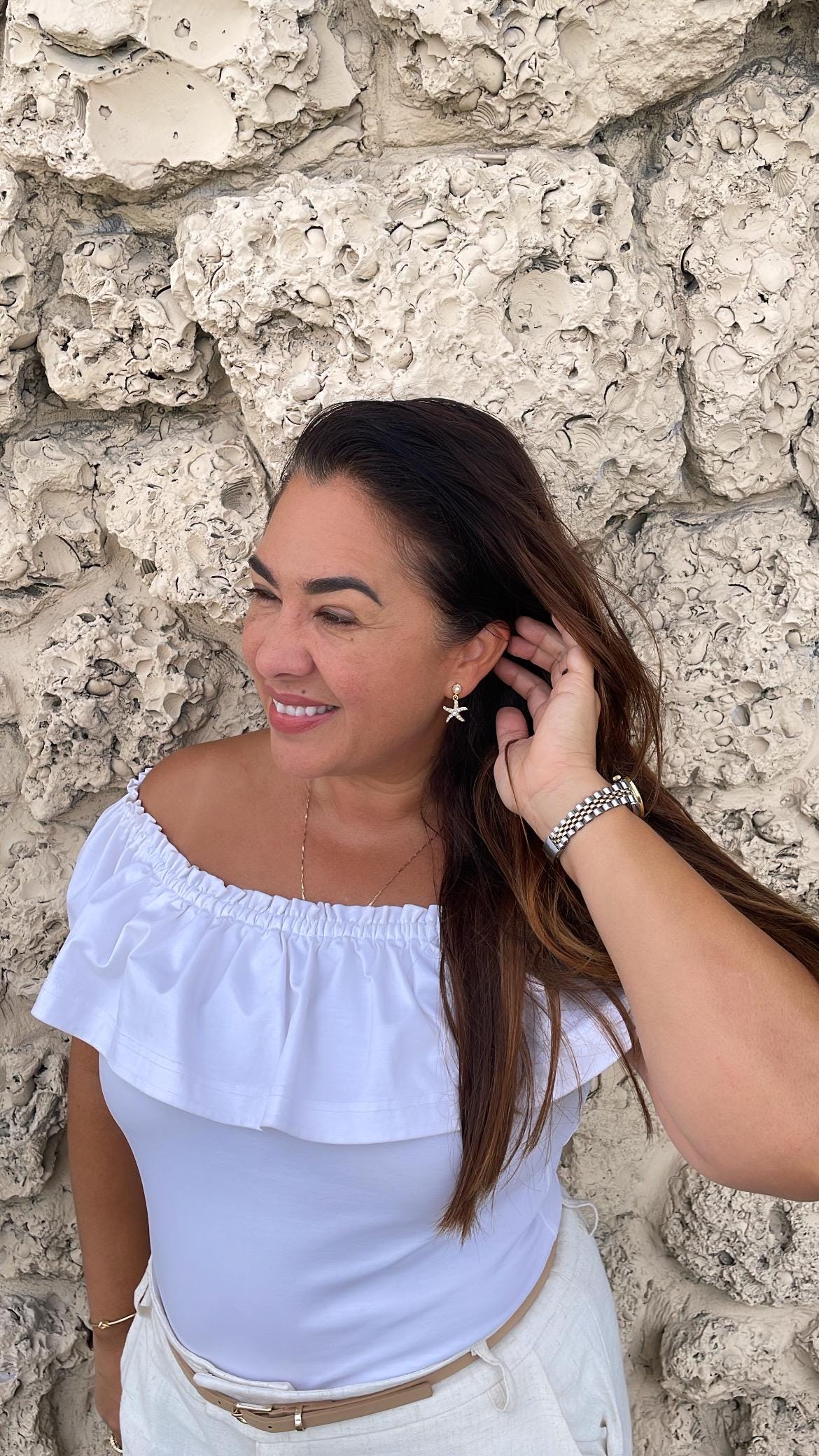 18k Gold Filled Huggie Hoop Earring with Beach Themed Charms