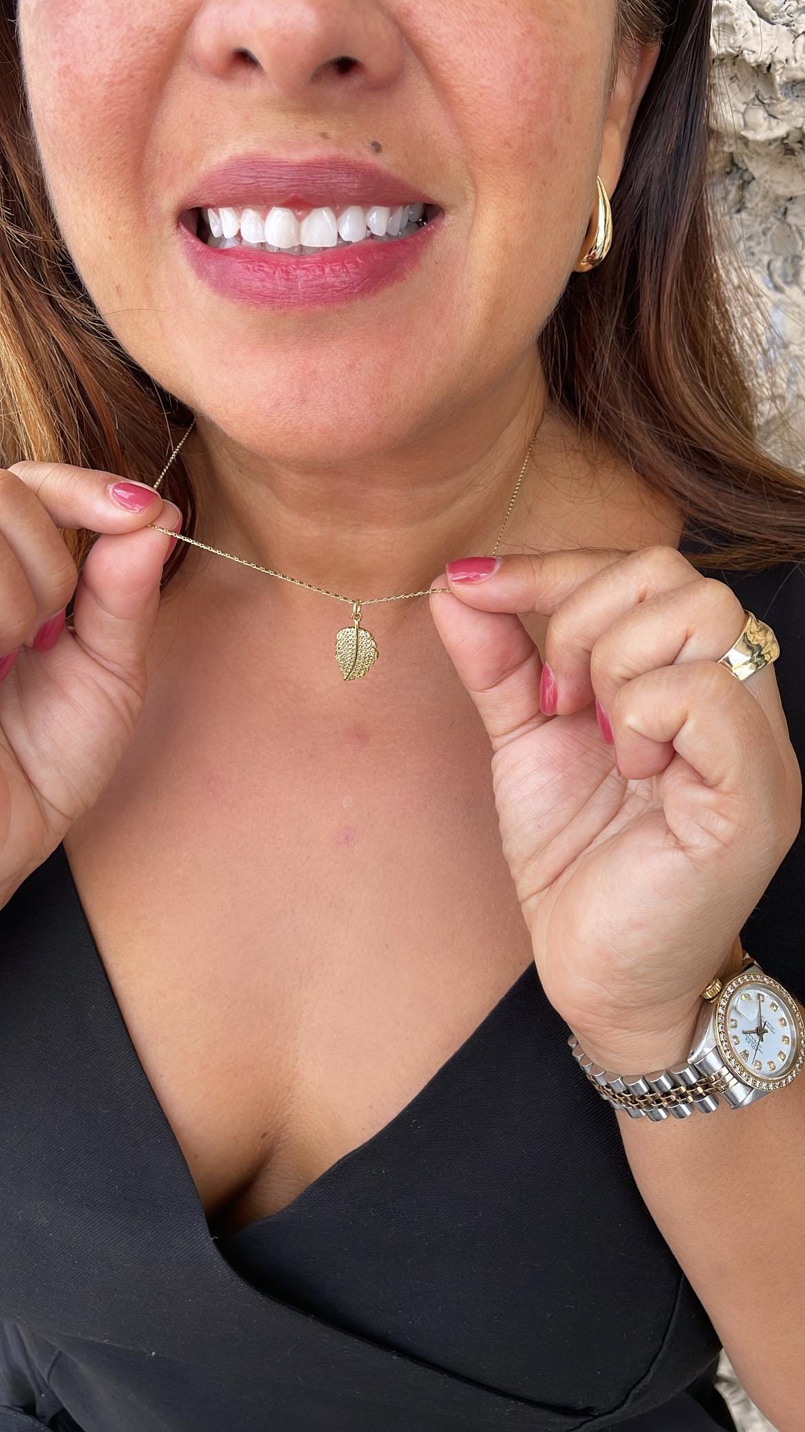 18k Gold Filled Palm Leaf with White Pave CZ, leaf pendant