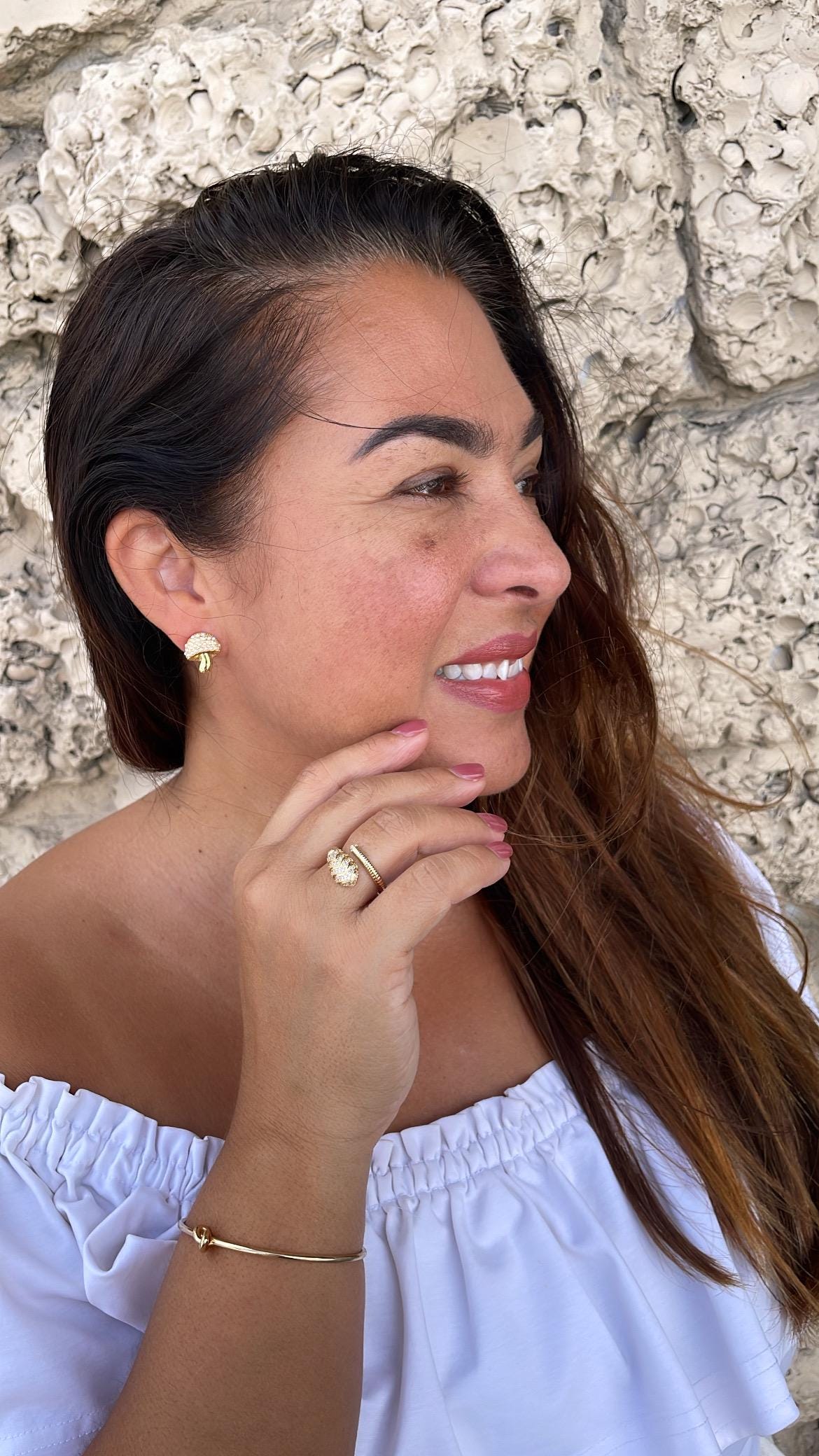 18k Gold-filled Adjustable Serpent Ring with rowed textures and CZ Stones