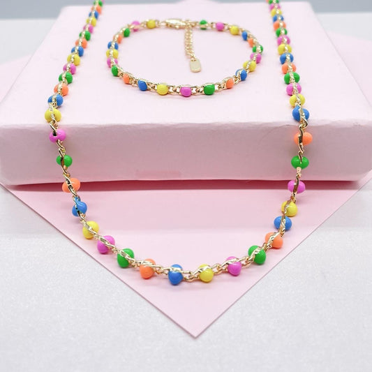 18k Gold Filled Colorful Enamel and Link set, sold seperately