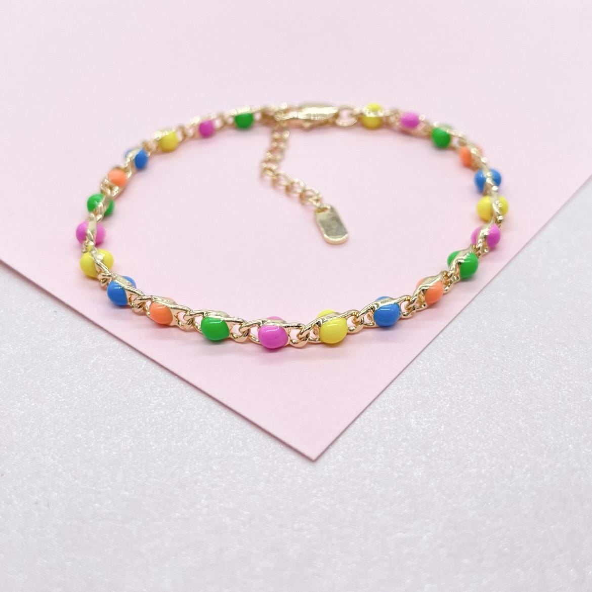 18k Gold Filled Colorful Enamel and Link set, sold seperately
