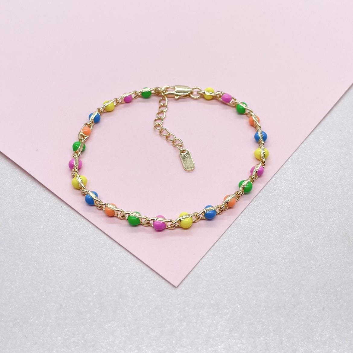 18k Gold Filled Colorful Enamel and Link set, sold seperately