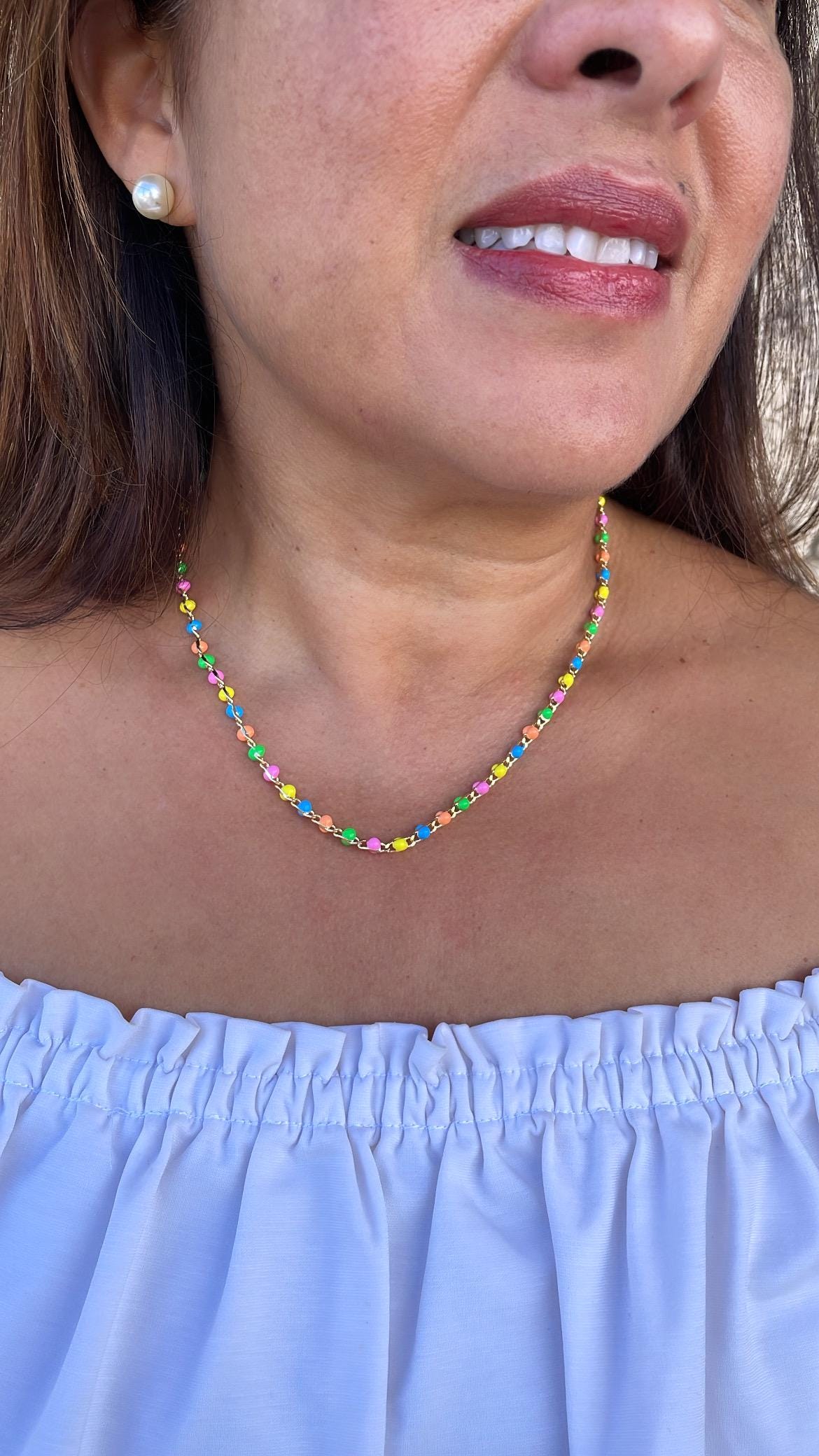 18k Gold Filled Colorful Enamel and Link set, sold seperately