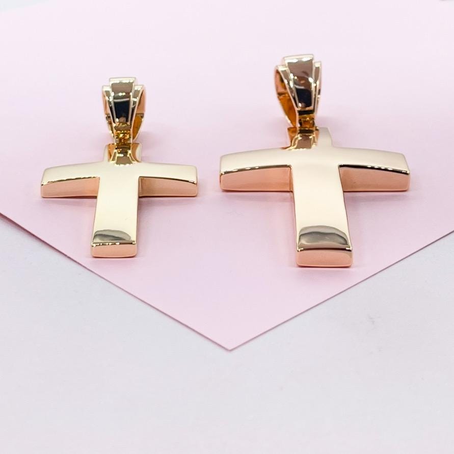 18k Gold Filled Chunky Plain XL Cross Available in 2 Sizes, Crucifix for men, Mens pendant