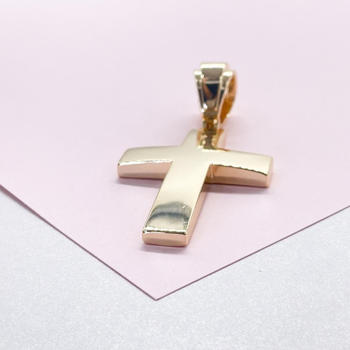 18k Gold Filled Chunky Plain XL Cross Available in 2 Sizes, Crucifix for men, Mens pendant