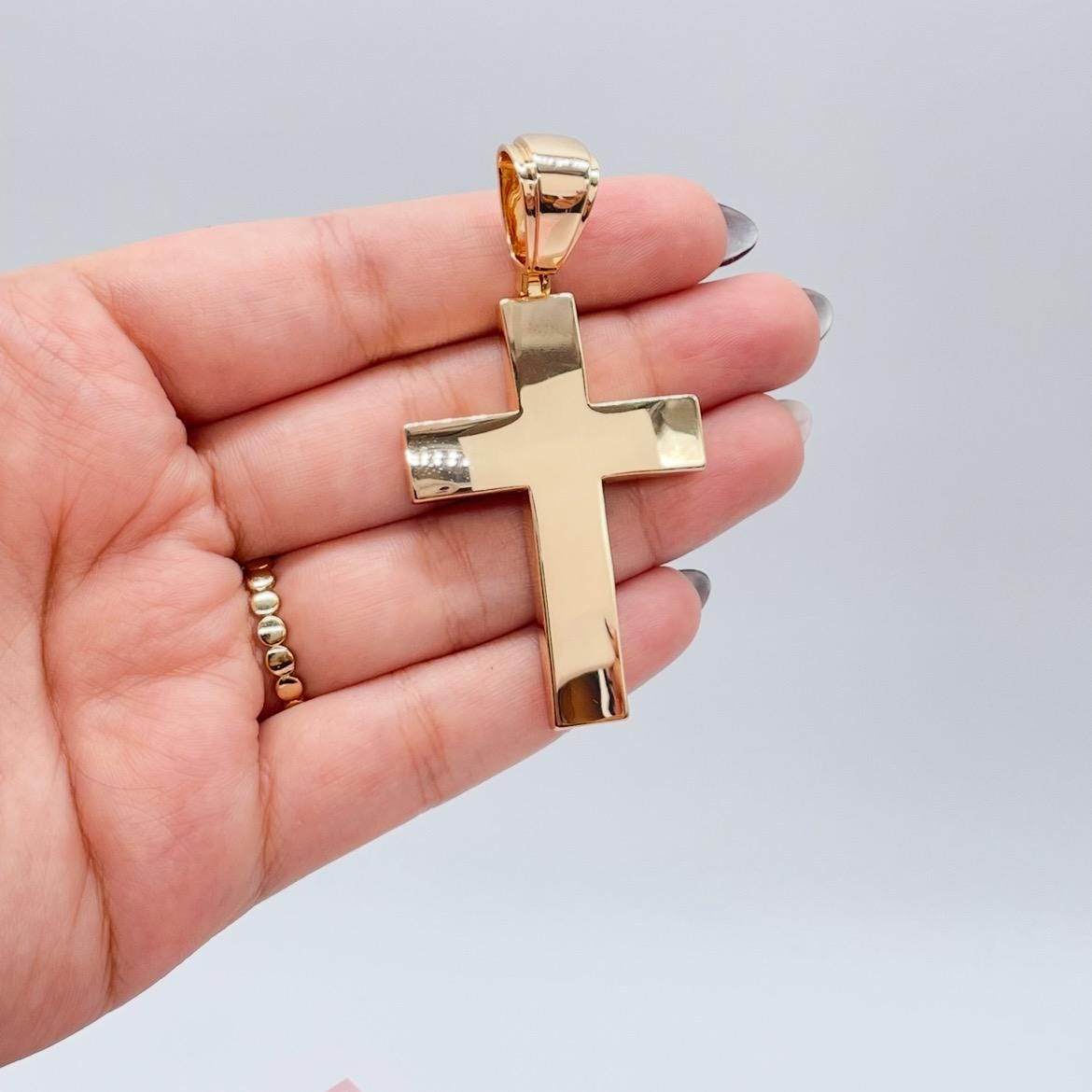 18k Gold Filled Chunky Plain XL Cross Available in 2 Sizes, Crucifix for men, Mens pendant