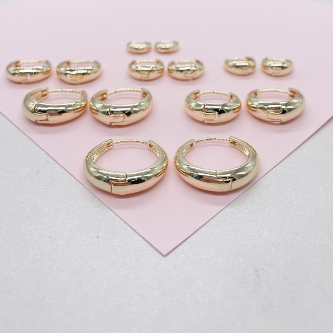 18k Gold Filled Plain Tear Drop Shaped Huggie Hoop Earrings In Three Sizes