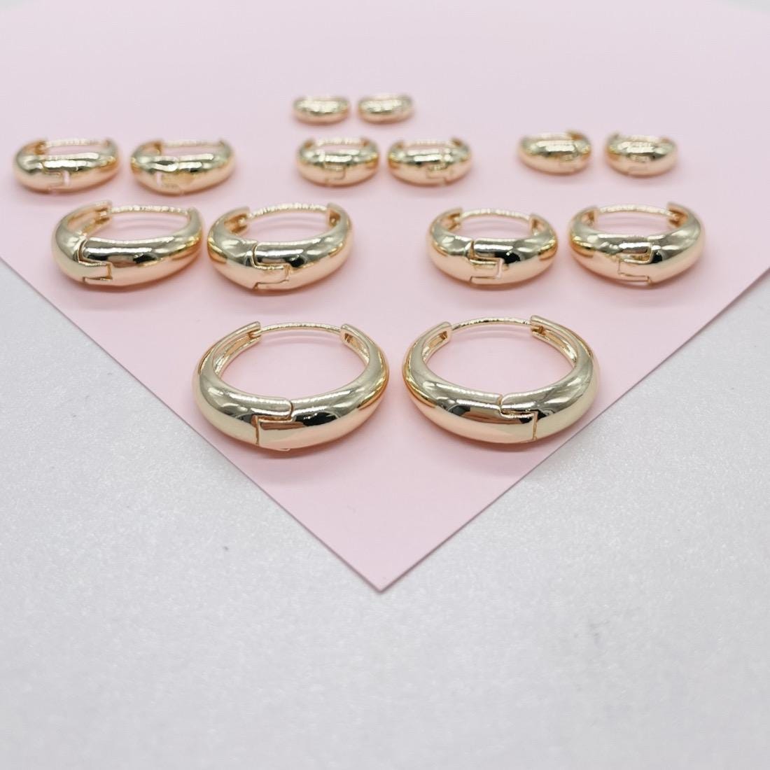 18k Gold Filled Plain Tear Drop Shaped Huggie Hoop Earrings In All Sizes