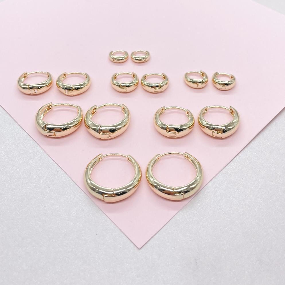 18k Gold Filled Plain Tear Drop Shaped Huggie Hoop Earrings In All Sizes