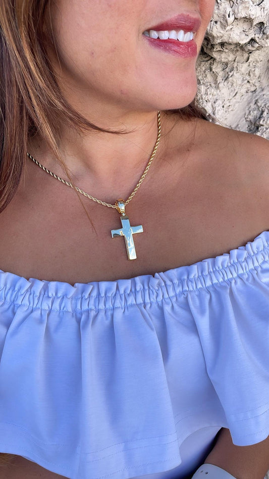 18k Gold Filled Chunky Plain XL Cross Available in 2 Sizes, Crucifix for men, Mens pendant