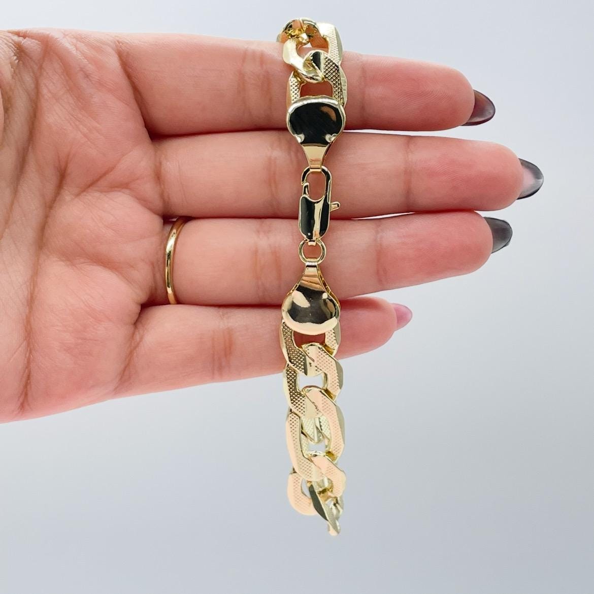 18k Gold Filled 12mm Thick Figaro Bracelet