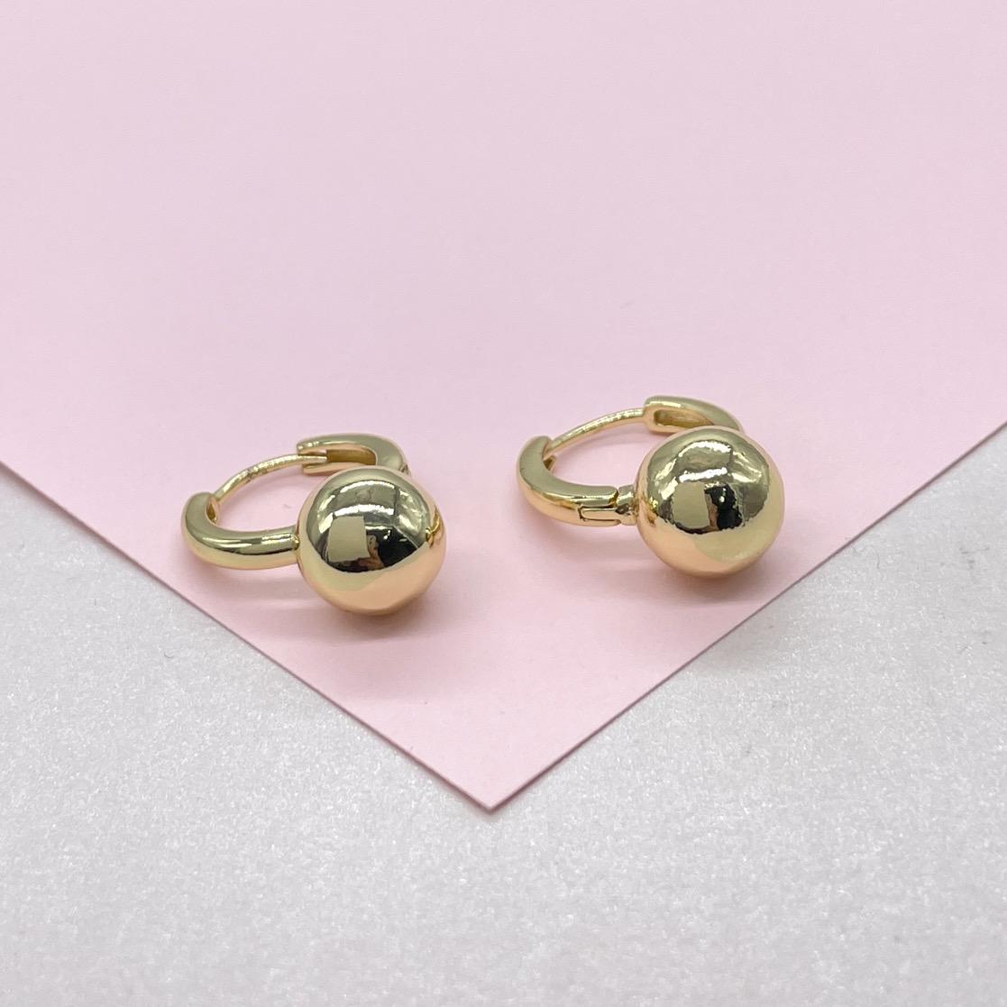 18k Gold Filled 15mm Huggie with Plain Ball Attached