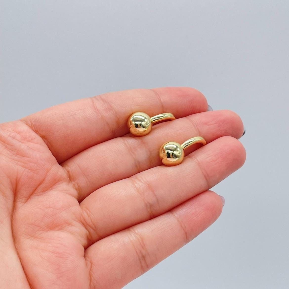 18k Gold Filled 15mm Huggie with Plain Ball Attached