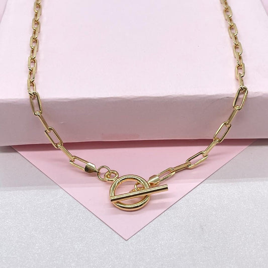 18k Gold Filled Plain Toggle Paper Clip Choker