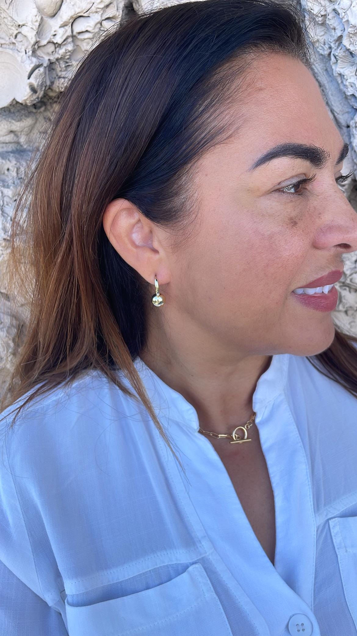 18k Gold Filled 15mm Huggie with Plain Ball Attached