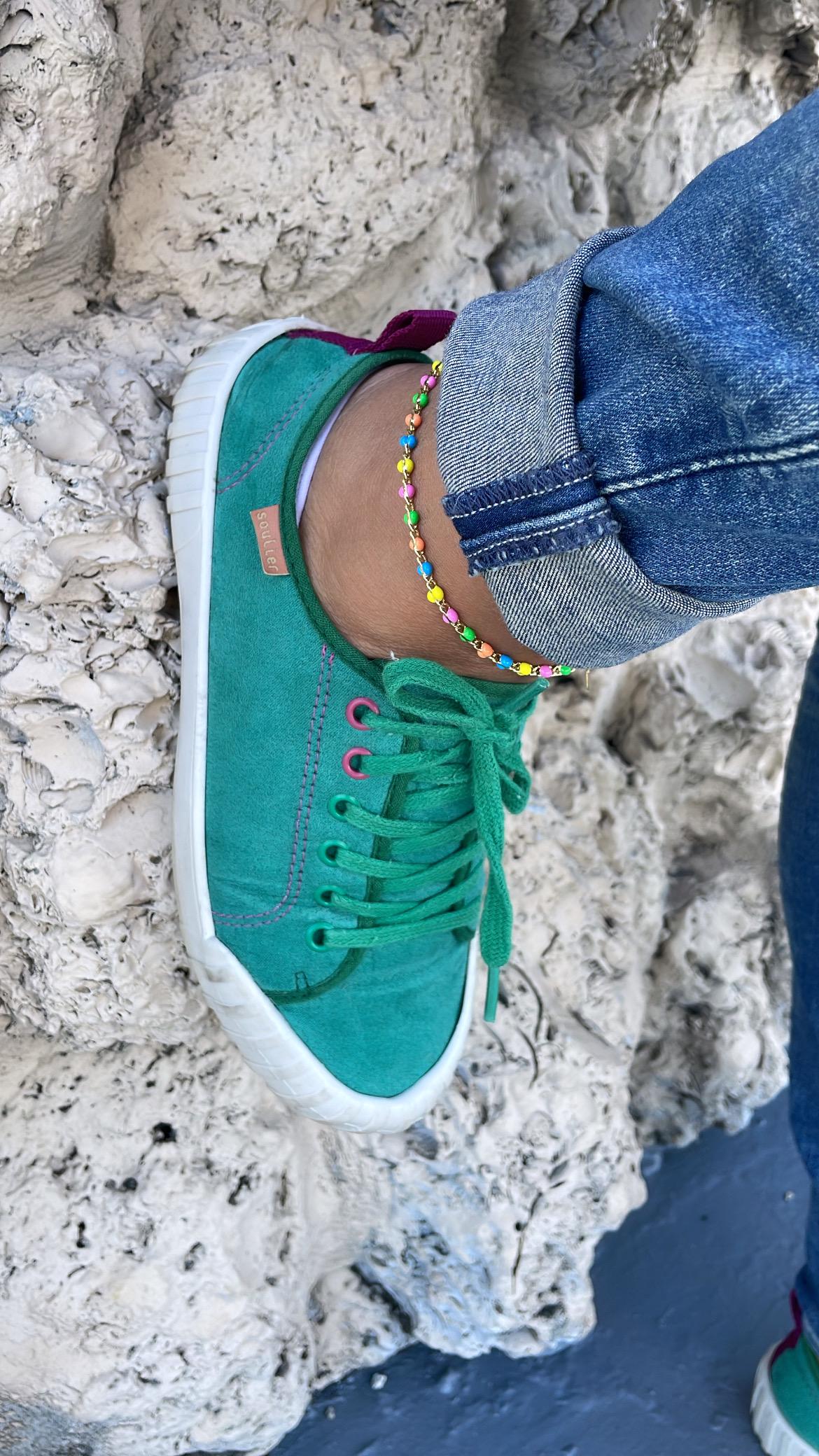 18k Gold Filled Colorful Enamel and Link Anklet