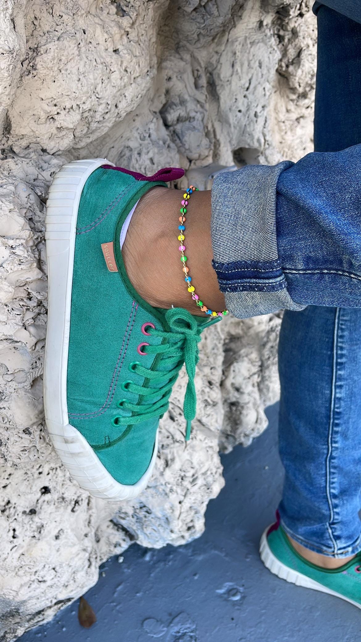 18k Gold Filled Colorful Enamel and Link Anklet