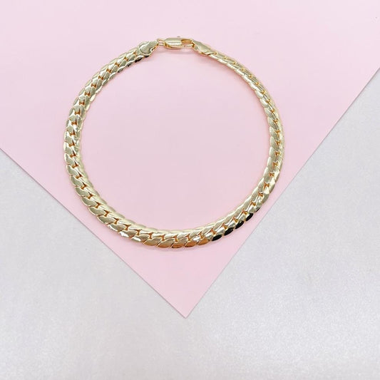 18k Gold Filled 6mm Flat Snake Like Anklet Dainty Jewelry and Jewelry Making Supplies