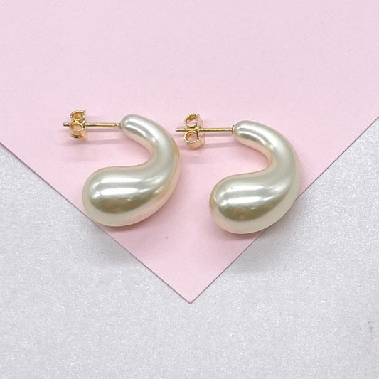 Synthetic Pearl Bubble Style Hoop Earring