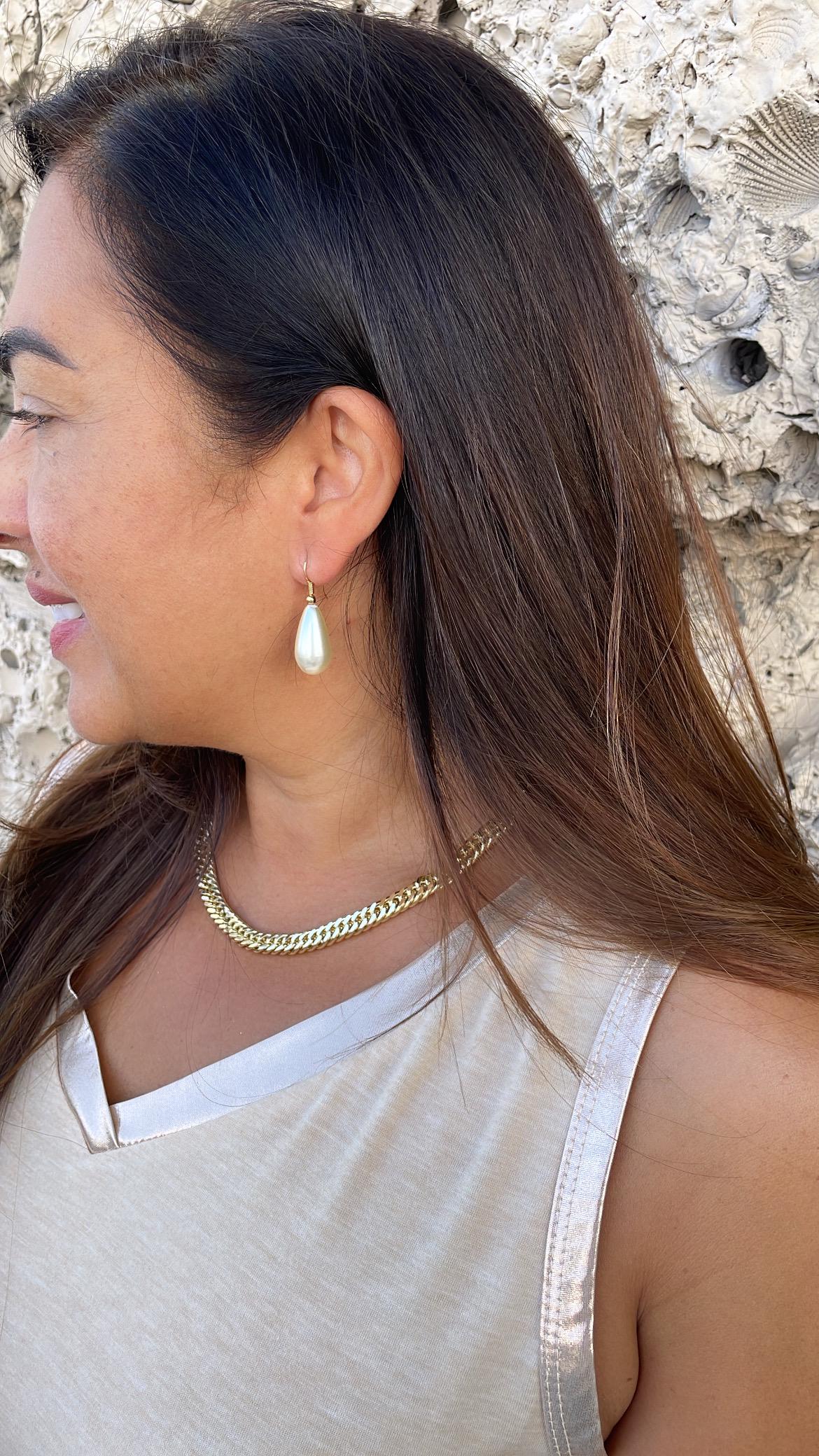 18k Gold Filled Drop Pearl Earring