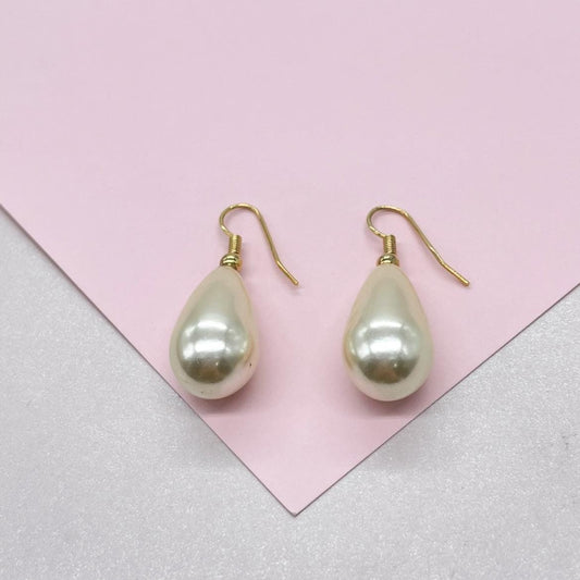 18k Gold Filled Drop Pearl Earring