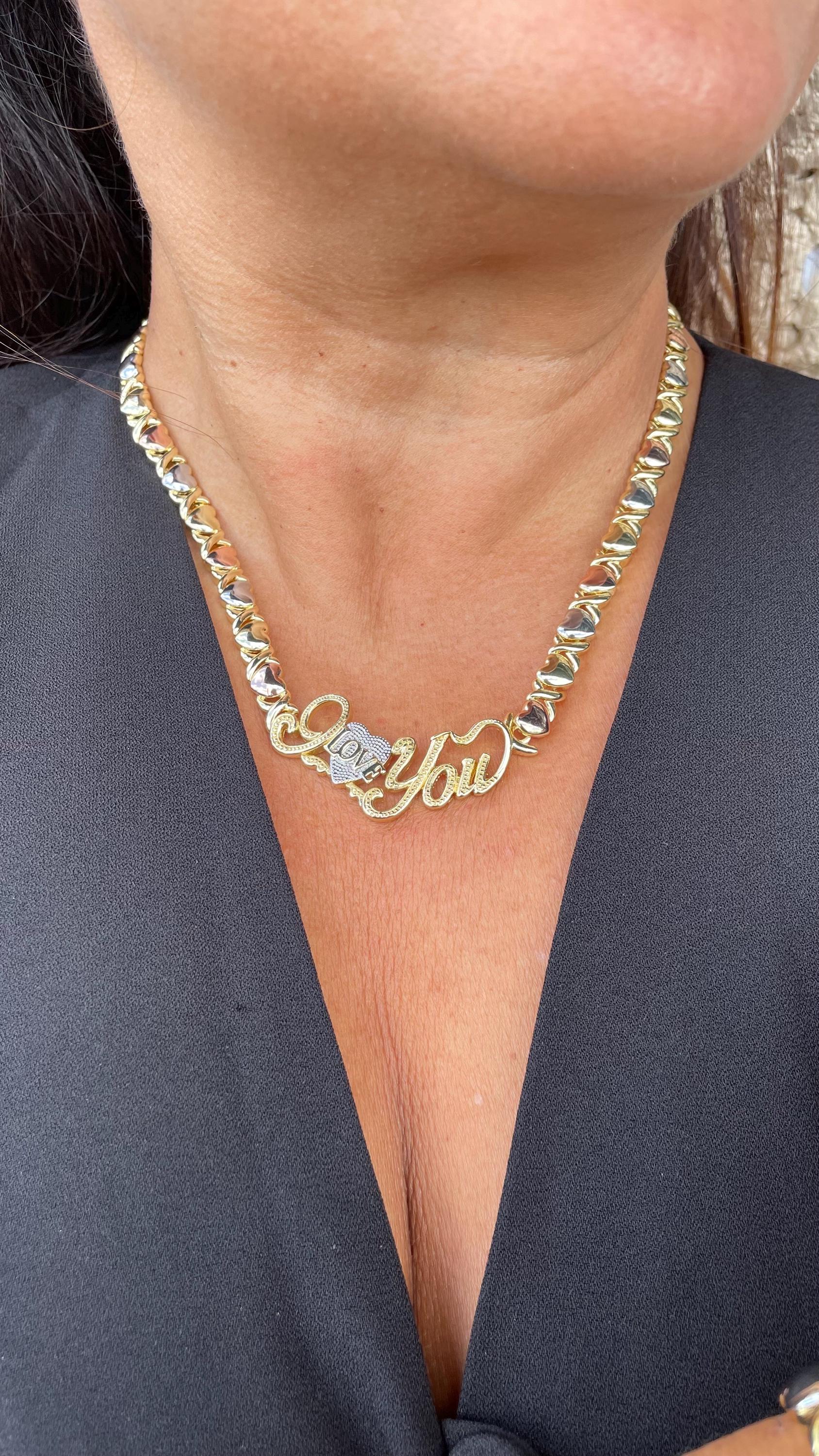 18k Gold Filled "Love You" Heart XOXO Bracelet and Necklace Set