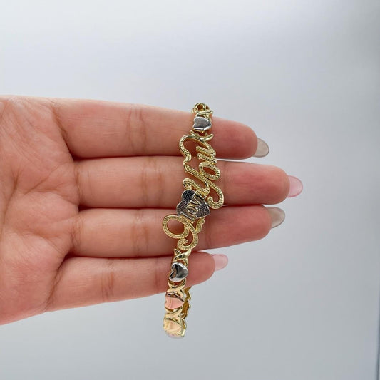 18k Gold Filled "Love You" Heart XOXO Bracelet and Necklace Set