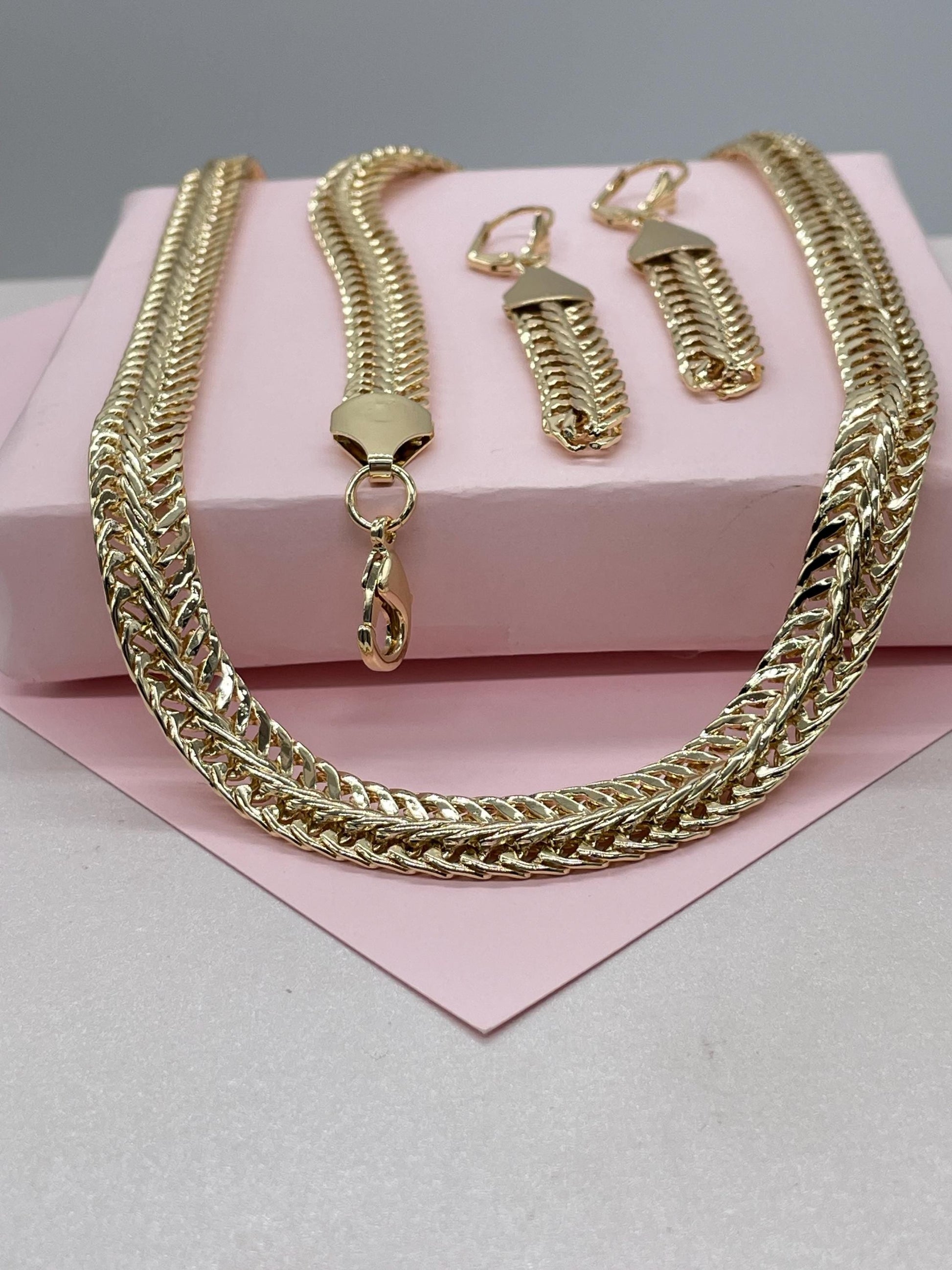 14k Gold Filled 9.5mm Arrow Style Herringbone Set