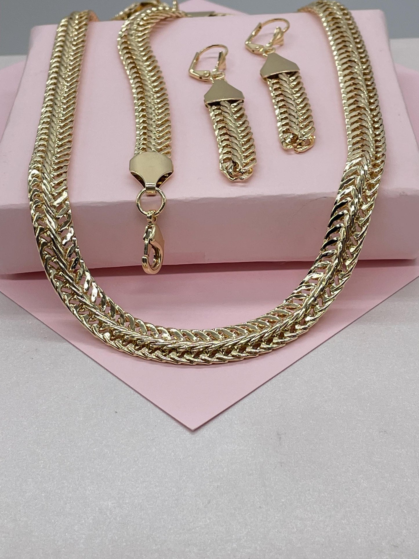 14k Gold Filled 9.5mm Arrow Style Herringbone Set