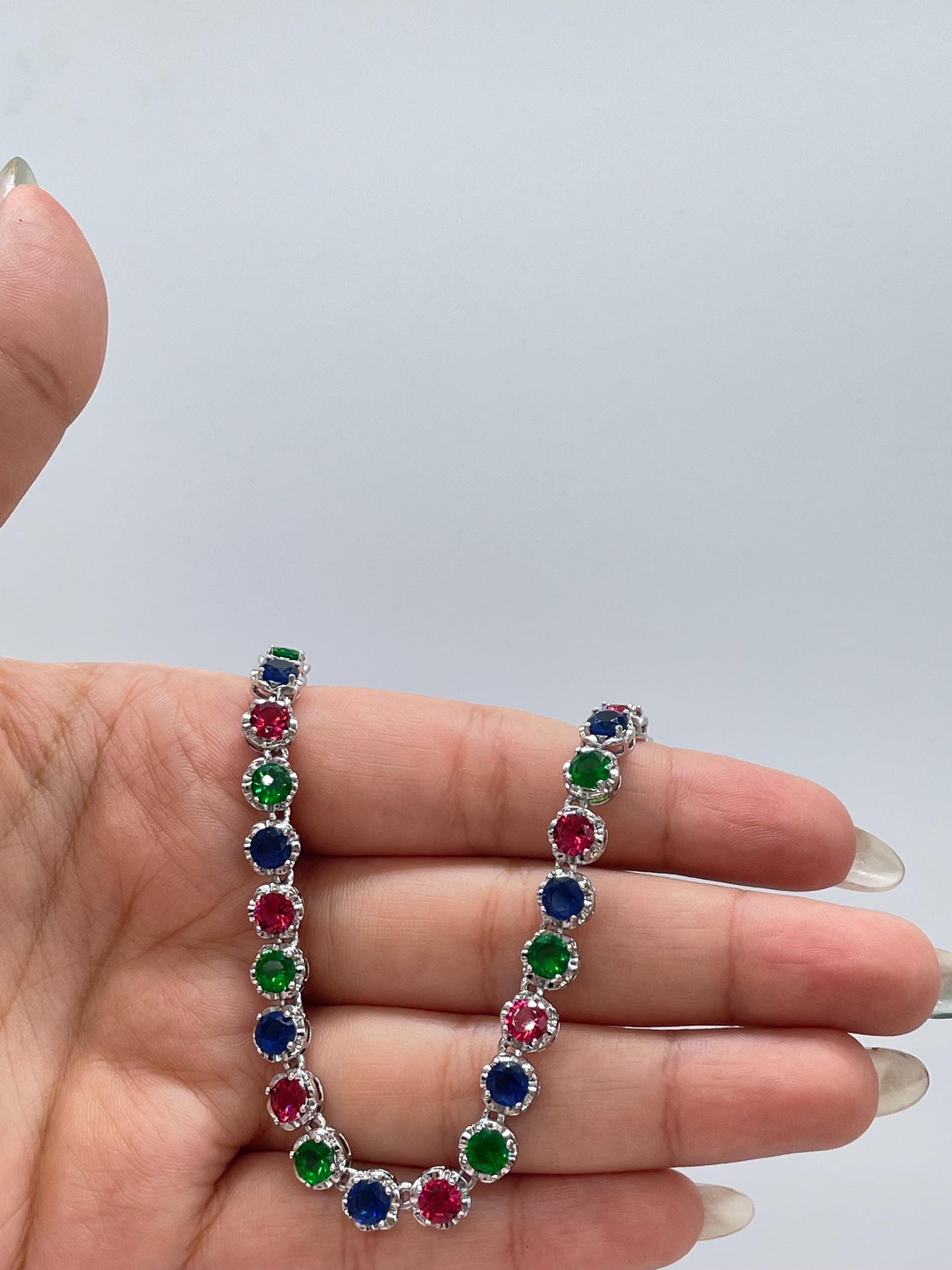 Silver Filled Colorful Round Stones Set