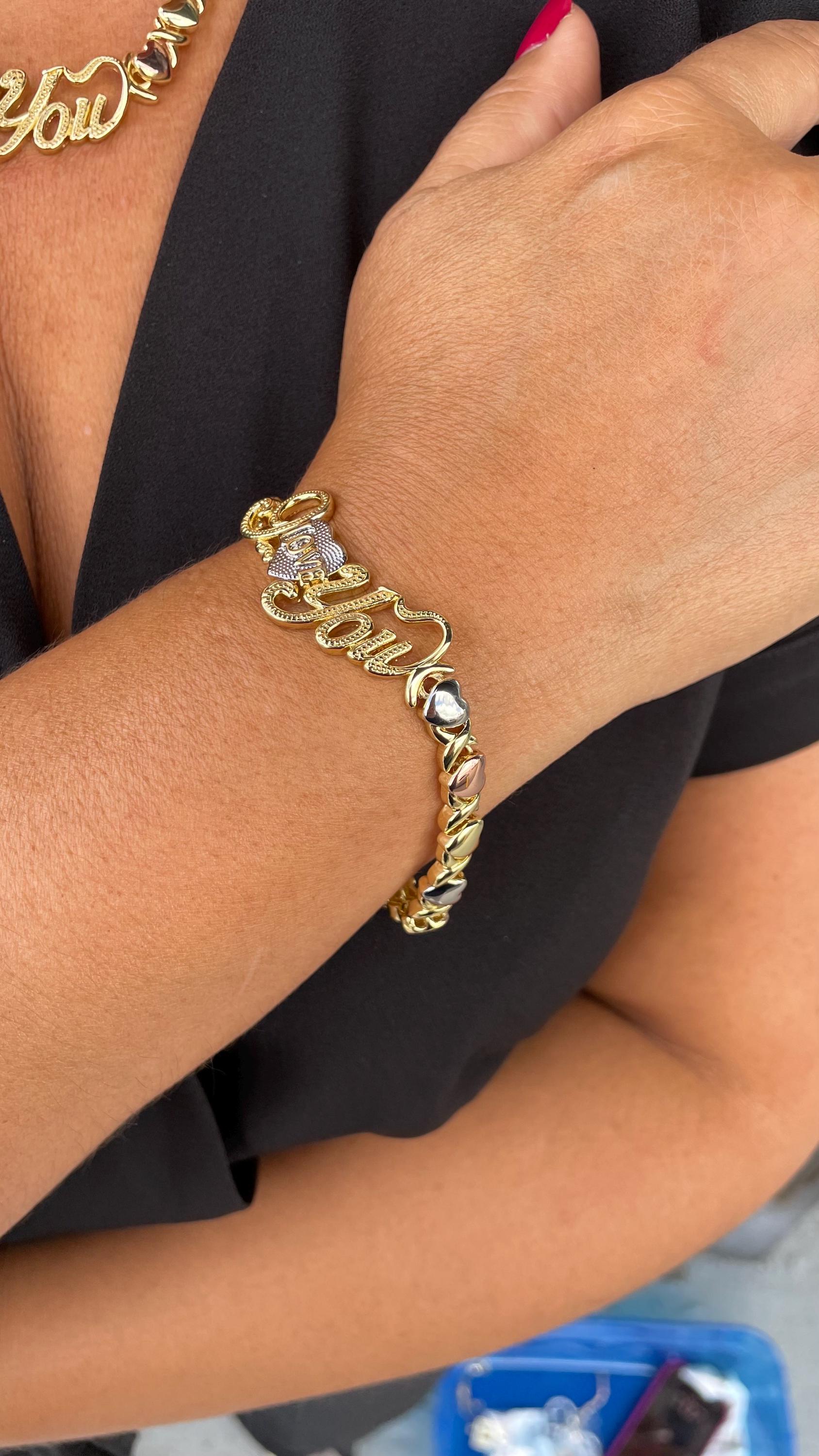 18k Gold Filled "Love You" Heart XOXO Bracelet and Necklace Set