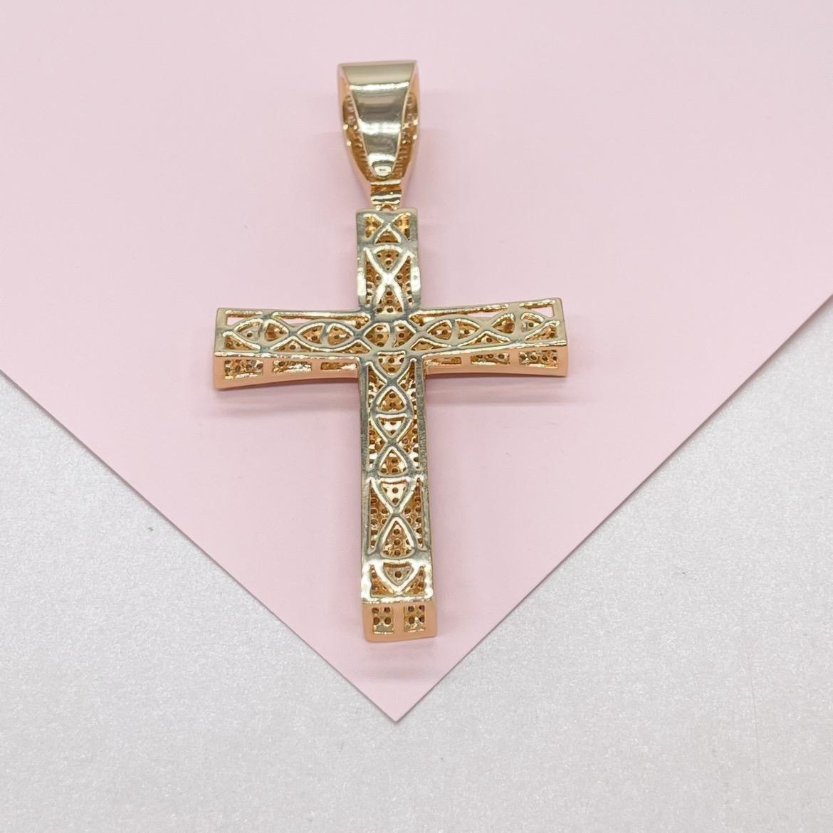 18k Gold Filled XL CZ Pave Cross Pendant