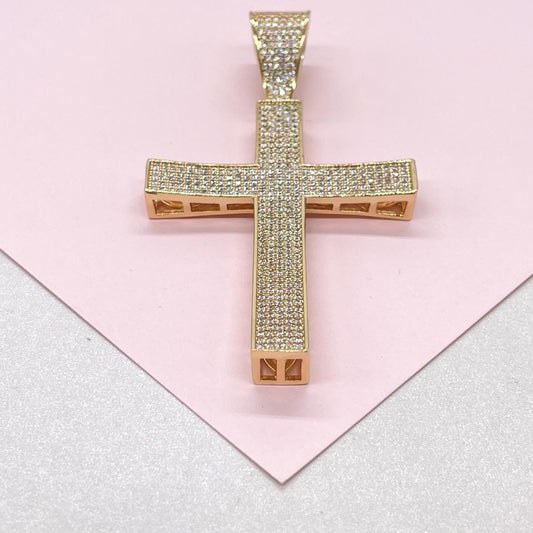 18k Gold Filled XL CZ Pave Cross Pendant